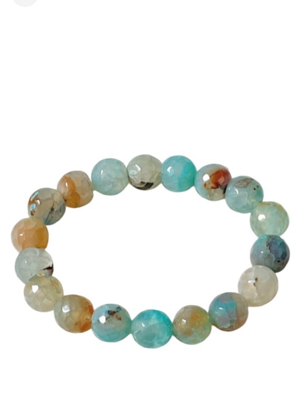 Handmade blue multi-colored earthy natural polished stone bead bracelet
